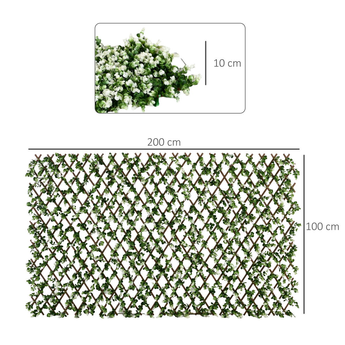 Outsunny 2-Piece Artificial Eucalyptus Hedge Trellis Screen, 4m², 2 x 1m Panels – Garden Privacy, Green