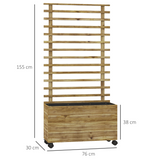 Outsunny Wooden Trellis Planter Box Raised Bed with 4 Wheels & Inner Fabric Bag – Indoor/Outdoor, Natural