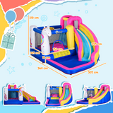 Outsunny 5 in 1 Bouncy Castle with Slide, Pool, Trampoline, Climbing Wall & Blower – Kids Ages 3-8