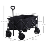 Outsunny Folding Pull-Along Garden Trolley Beach Cart with 70kg Capacity – Telescopic Handle, Green