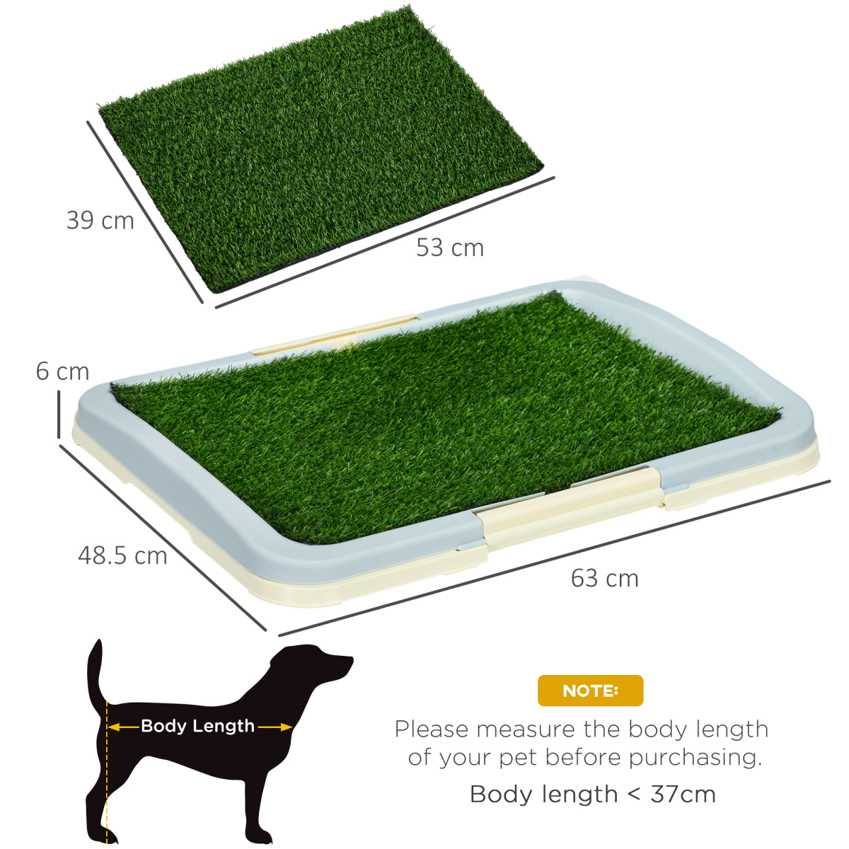 PawHut Indoor Dog Toilet with Artificial Grass, Grid Panel & Tray – Portable Puppy Potty, 63 x 48.5cm