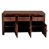 Toko Dark Mango Wood Large Sideboard with Cupboard & Drawer Storage – Contemporary Dining Room Furniture