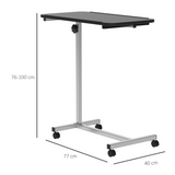 HOMCOM C-Shaped Mobile Sofa & Bedside Table with Lockable Casters – Laptop Side Table