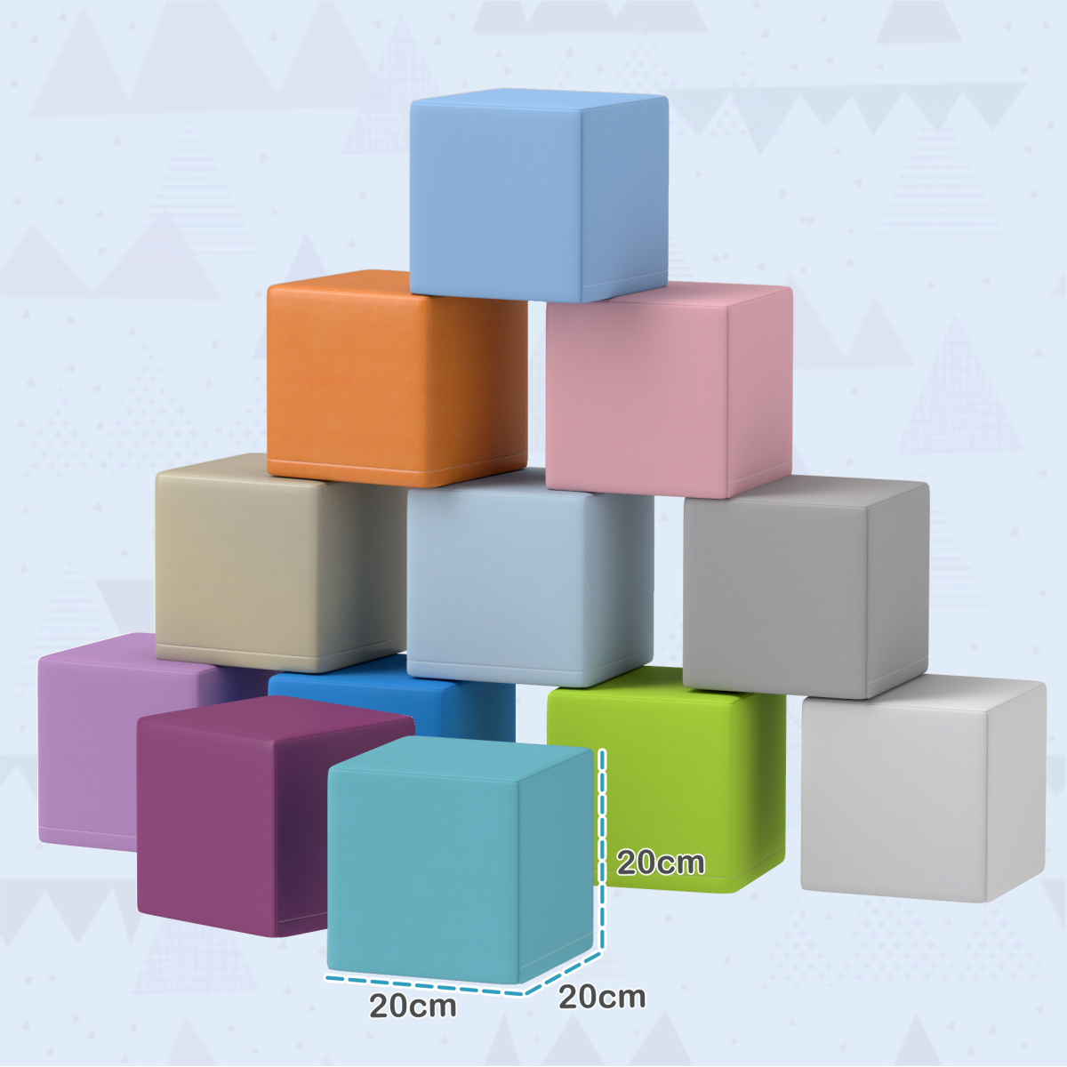 HOMCOM 12 Piece Soft Play Blocks for Toddlers – High-Density Foam Climbing and Crawling Toys, Multi-colour