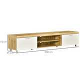 HOMCOM Modern TV Unit with Enclosed Cabinet & Open Shelf – Living Room Media Storage, Light Brown