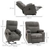 HOMCOM Heavy Duty Riser and Recliner Lift Chair with Remote & Cup Holders – Oversized Velvet-Look, Grey