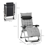 Outsunny 2-Piece Zero Gravity Reclining Chair Set with Cushions – Folding Garden Lounger, Light Grey