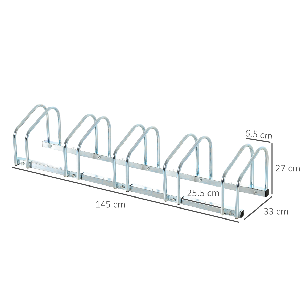 HOMCOM 5 Bike Parking Rack, Galvanised Steel Floor or Wall Mounted Cycle Storage Stand – Garage & Shed