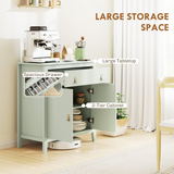 HOMCOM Sideboard with Drawer and Adjustable Shelf – Kitchen and Living Room Storage Cabinet, Light Green