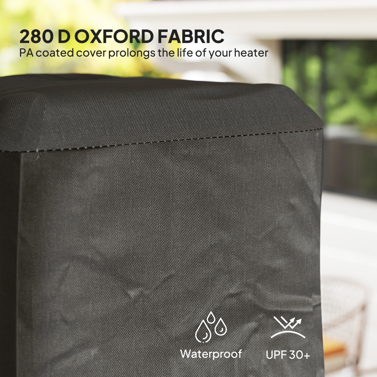 Outsunny Heavy Duty Pyramid Gas Patio Heater Cover with Zip, UPF 30+ Oxford Fabric – Weatherproof, Black