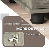 Dog Crate Furniture Side Table with Cushion & Lockable Door – For Large Dogs up to 30kg, Grey Wood Effect