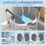 HOMCOM Shower Stool with Padded Seat, Drainage Holes & Aluminium Frame – 136kg Capacity, Adjustable Height