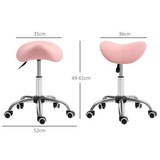 HOMCOM PU Leather Saddle Stool with Moulded Padded Seat, 49–61cm Adjustable Height – Salon & Home Use, Pink