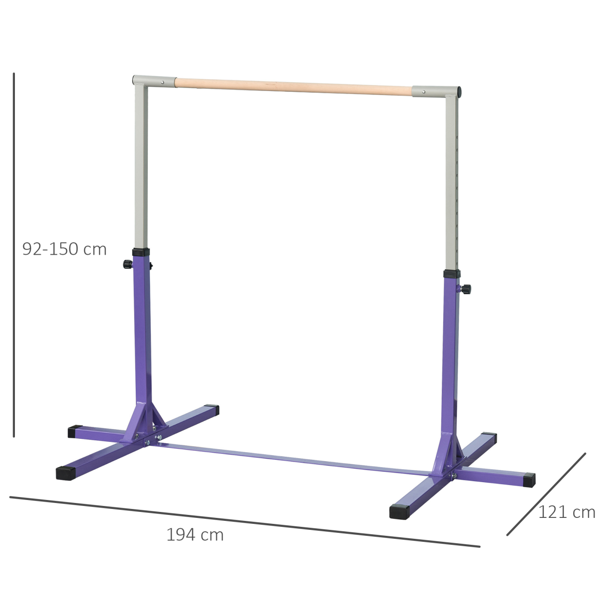 HOMCOM Adjustable Kids Gymnastics Horizontal Bar, 92-150cm – Steel Frame Home Gym Training Bar