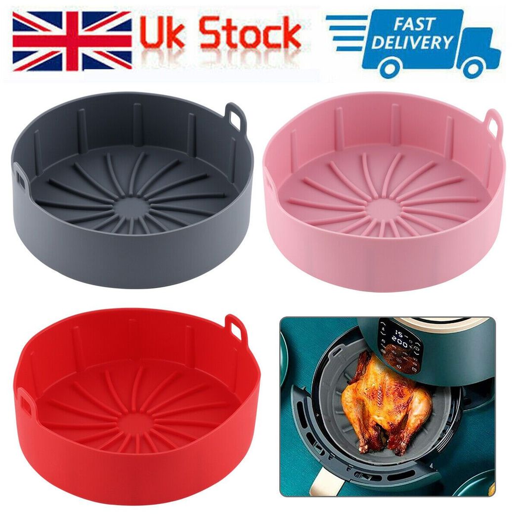 Reusable Silicone Air Fryer Liner Pot with Handles – Non-Stick, Heat Resistant Air Fryer Accessory, Black