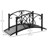 Outsunny Decorative Metal Garden Bridge with Safety Rails, 102cm – Arched Footbridge for Streams & Ponds