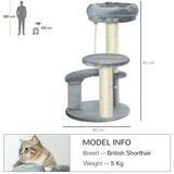 Pawhut Cat Tree with 2 Perches, Sisal Scratching Posts & Hanging Rope – Kitty Activity Play Centre