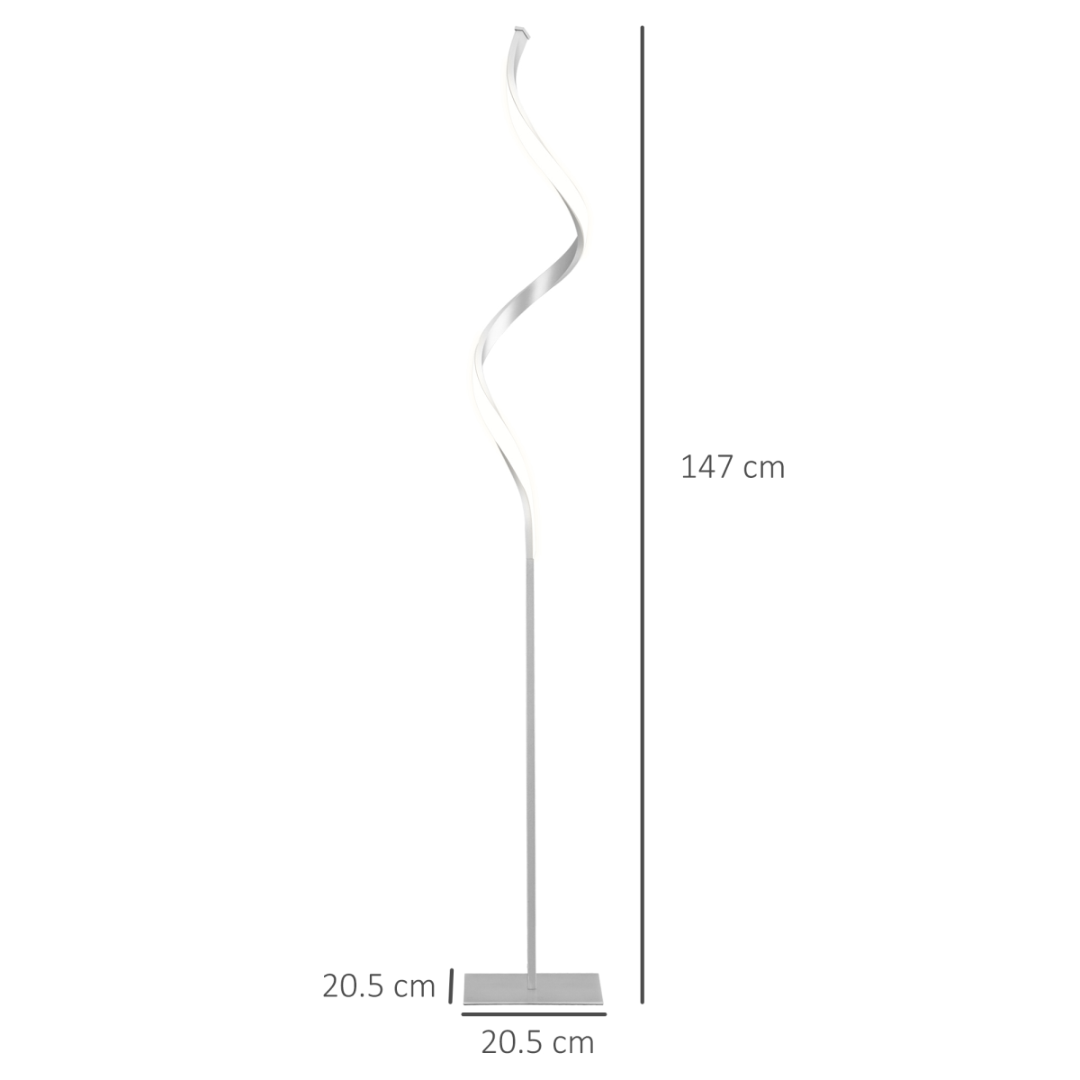 HOMCOM Spiral Floor Lamp for Living Room with 3 Adjustable Brightness, Silver