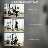 SPORTNOW Smith Machine Power Rack with Pull Up Bar, Lat Pull Down & Adjustable Bench – Home Gym Station