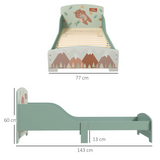 ZONEKIZ Animal Design Toddler Bed Frame with Raised Side Panels – Green, Ages 3-6