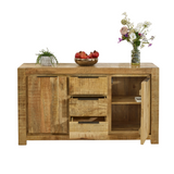 Surrey Solid Mango Wood Large Sideboard with 2 Doors & 3 Drawers – Eco-Sourced Living & Dining Storage