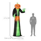 HOMCOM 9ft Inflatable Halloween Pumpkin Ghost with Built-in LED Lights – Outdoor Garden Decoration