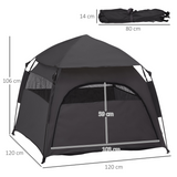 PawHut Foldable Dog and Cat Tent with Waterproof Oxford Cloth & Carry Bag – Indoor and Outdoor Shelter, Grey