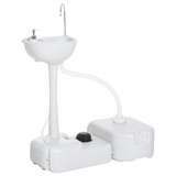 Portable Camping Sink with 4.5 Gallon Water Tank, Wheels & Handle – Outdoor Hand Wash Station, Light Grey