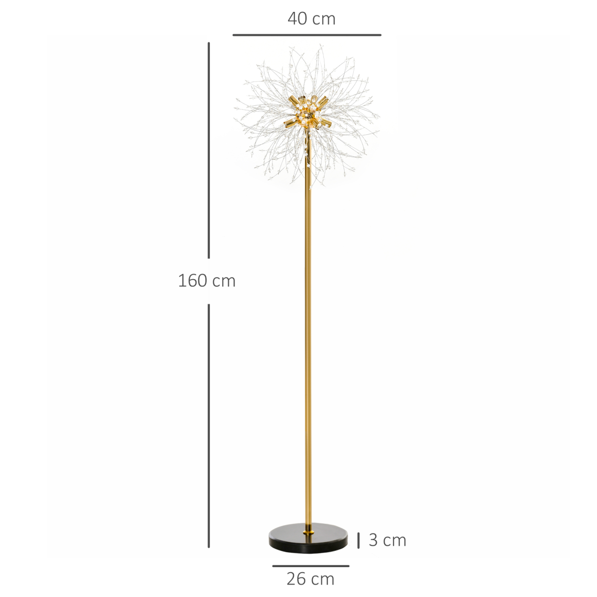 HOMCOM Modern Dandelion Floor Lamp with 8 G9 Lights – Sculptural Statement Lighting for Bedrooms & Lounges