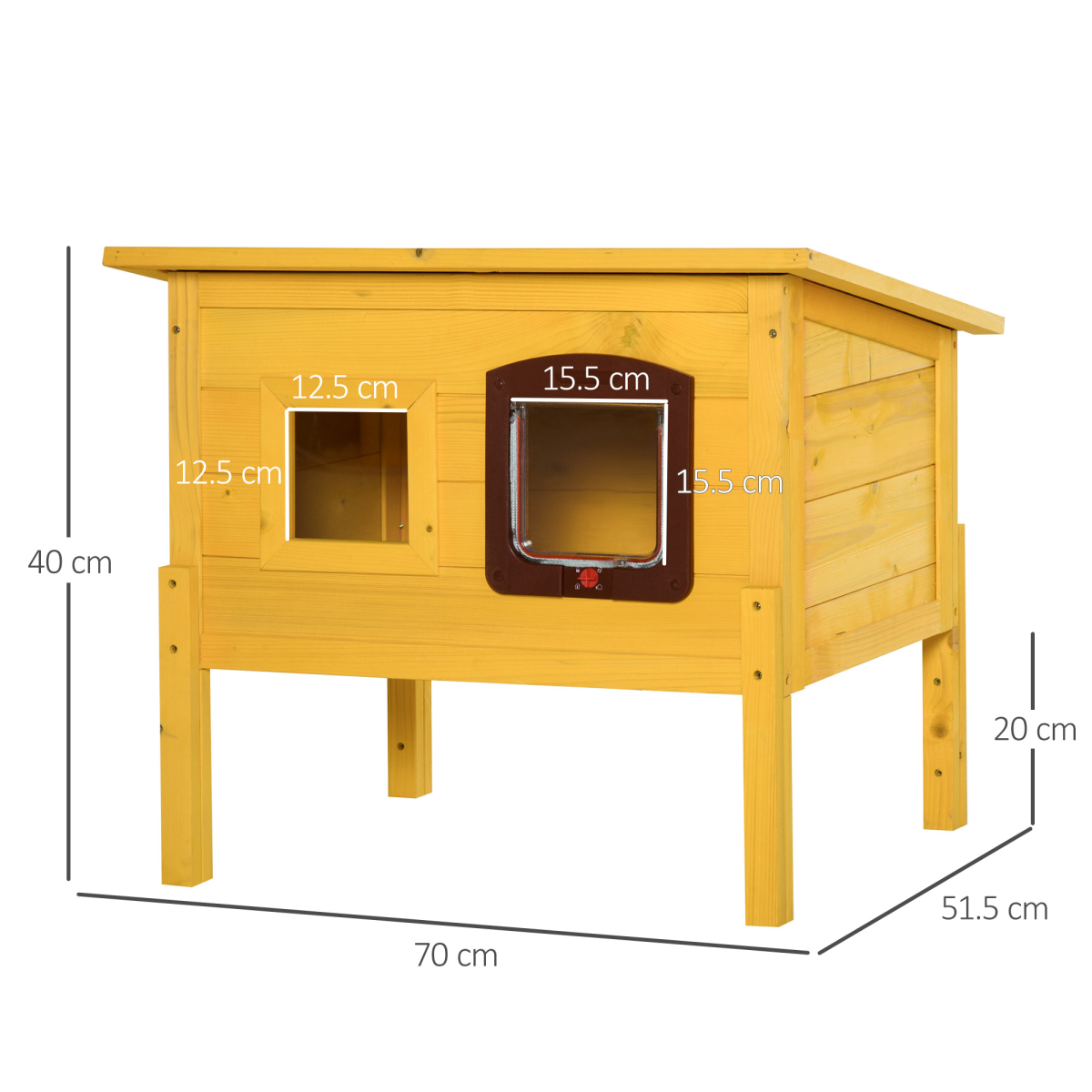 Pawhut Wooden Outdoor Cat House with Openable Roof, Lockable Door and Detachable Legs – Waterproof Garden Shelter