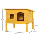 Pawhut Wooden Outdoor Cat House with Openable Roof, Lockable Door and Detachable Legs – Waterproof Garden Shelter