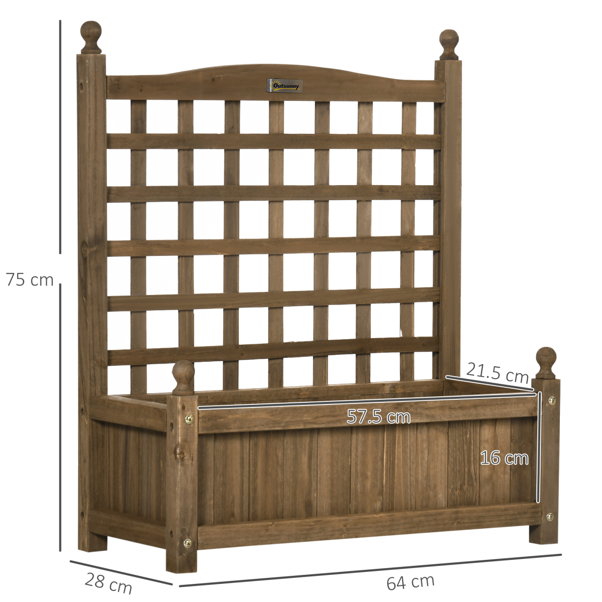 Outsunny Brown Garden Planter with Climbing Trellis – Indoor Outdoor Plant Support for Vines