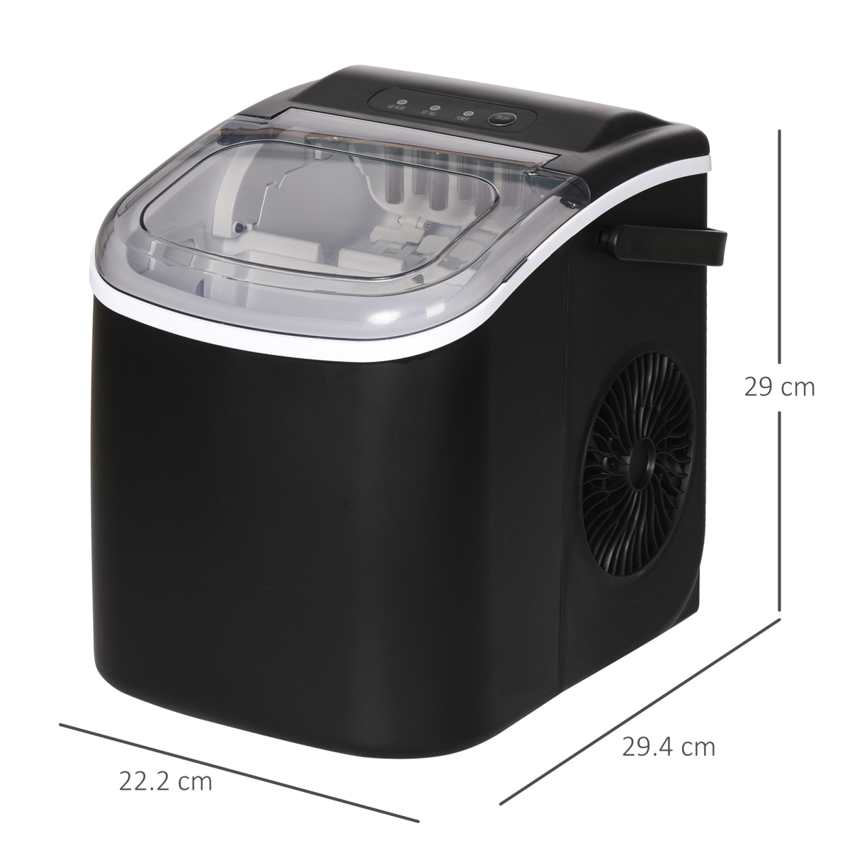 HOMCOM Countertop Ice Maker with 12kg per 24h Output & Scoop – Makes 9 Cubes in 6–12 Minutes, 1.3L Tank