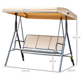 Outsunny 3-Seater Swing Chair Replacement Canopy and Steel Frame – Weather Resistant, Beige