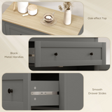 Kitchen Sideboard Storage Cabinet with Drawer & Adjustable Shelves – Freestanding Cupboard, Grey and Oak