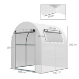 Outsunny 180 x 180 x 200cm Walk-In Polytunnel Greenhouse with Roll-Up Door and Window, PE Cover, White