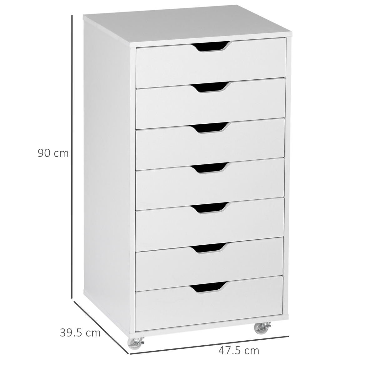 Vinsetto Mobile Filing Cabinet with 7 Drawers and Lockable Wheels – Office Storage, White