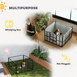 PawHut Dog Whelping Box with Washable Pee Pad, Windproof Oxford Cloth & Door – Convertible Puppy Playpen, Black