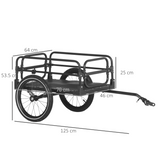 HOMCOM Folding Bike Trailer with Suspension & Quick-Release Wheels – Steel Cargo Wagon, 40kg Capacity, Black