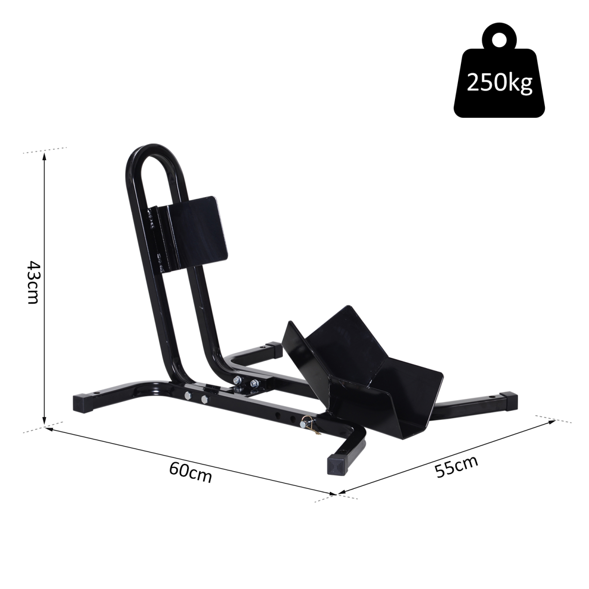 HOMCOM Motorcycle Wheel Chock with 3 Adjustable Levels – Metal Motorbike Stand for 17, 19 & 21 Inch Tyres, 250kg