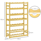HOMCOM Freestanding Wooden Wine Rack for 42 Bottles – Pine Kitchen & Dining Storage, Natural