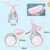 AIYAPLAY Kids Balance Bike with Adjustable Seat and Silent Tyres – Ages 1-3 Years, Pink
