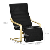 HOMCOM Modern Lounge Recliner Chair with 5-Level Adjustable Footrest – Padded Armchair, Black
