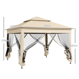 Outsunny 3.25x3.25m Heavy Duty Pop-Up Gazebo Party Tent with Net Curtains – Metal Frame, Cream White