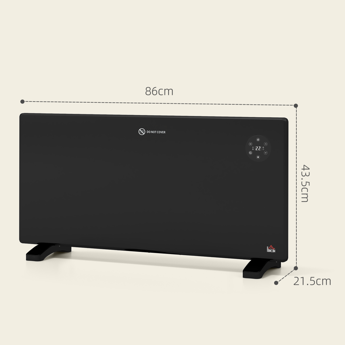 HOMCOM 2000W Electric Convector Heater with LED Display, Remote & Timer – Quiet Freestanding Heater, Black