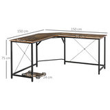 Industrial L-Shaped Corner Computer Desk with CPU Stand & Three Worktops – Retro Gaming Workstation