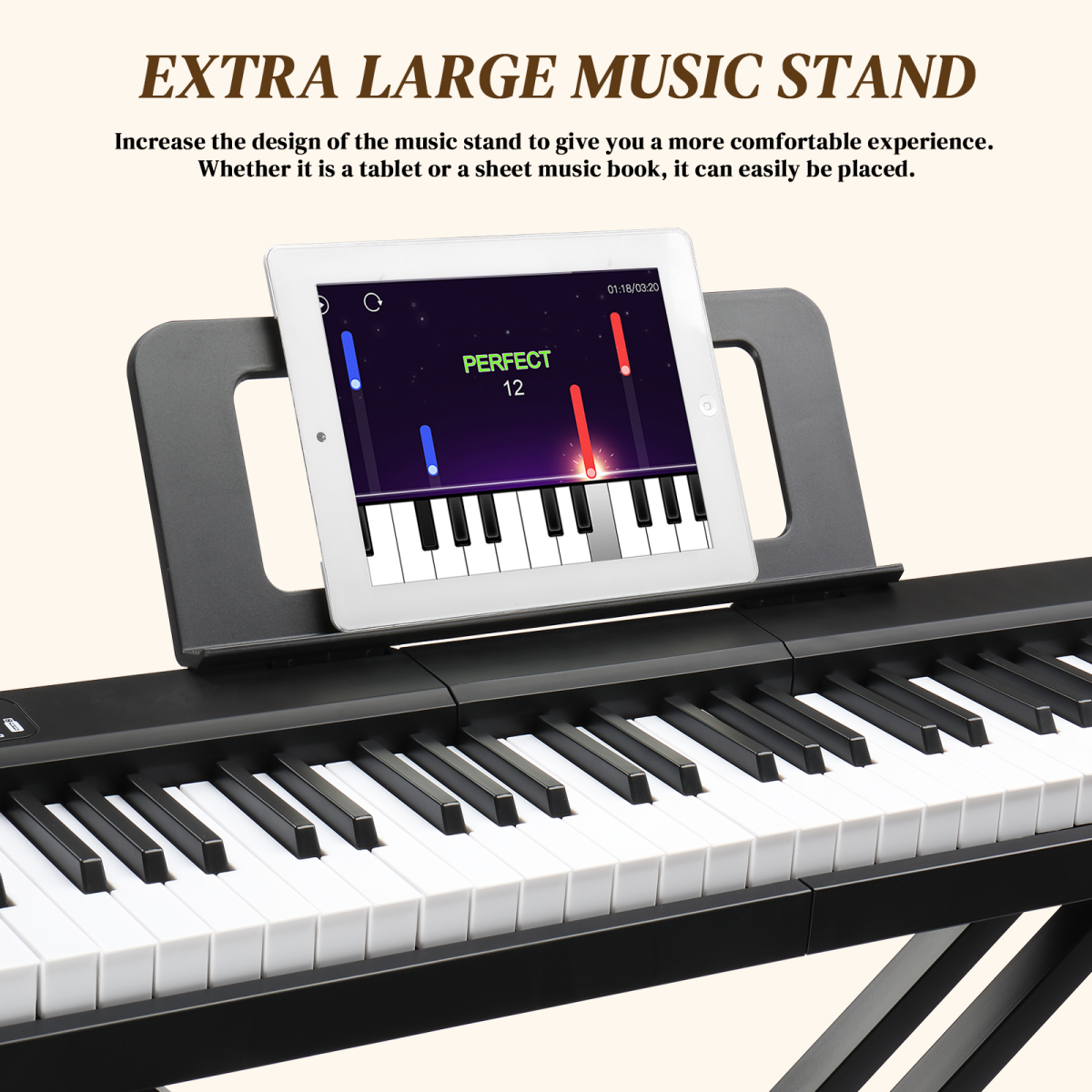 GPP-101 88-Key Semi-Weighted Digital Piano with Bluetooth, MIDI, Headphones & Sustain Pedal – Black
