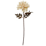Leaf 55cm Artificial Dahlia Flower Stem with Silk Flowers and Wired Stem – Dusty Cream