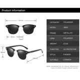 Men's Half Frame Polarised Sunglasses, Black Horn Rimmed, UV400 – Driving and Fishing