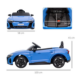 HOMCOM Licensed Audi RS e-tron GT 12V Kids Electric Ride On Car with Remote Control & Music, Blue